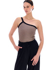 Emma One Shoulder Top Brown